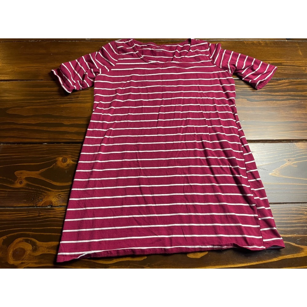 BumpStart Shirt, Maternity Size Medium, Burgundy White, Striped, *Missing Belt*